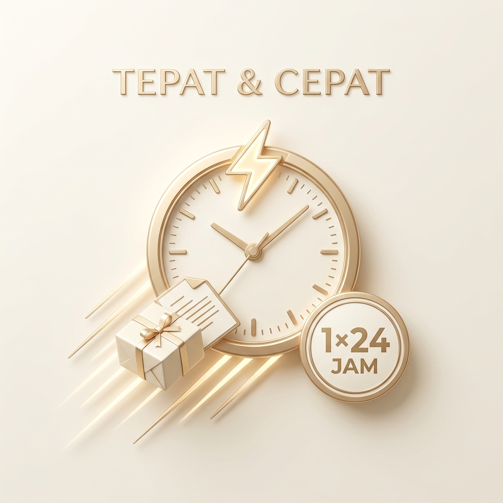 Ilustrasi Tepat & Cepat — pesanan siap dalam 1×24 jam